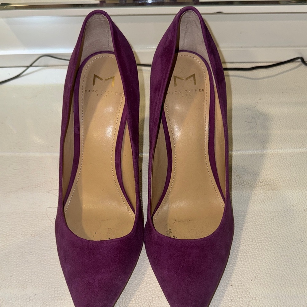 Marc Fisher Plum Suede Pointed-Toe Pumps
